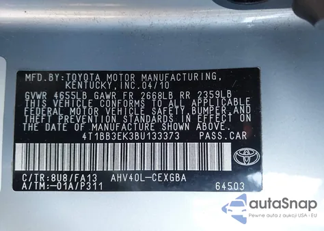 2011 Toyota Camry Hybrid из США, поврежденный, VIN 4T1BB3EK3BU133373